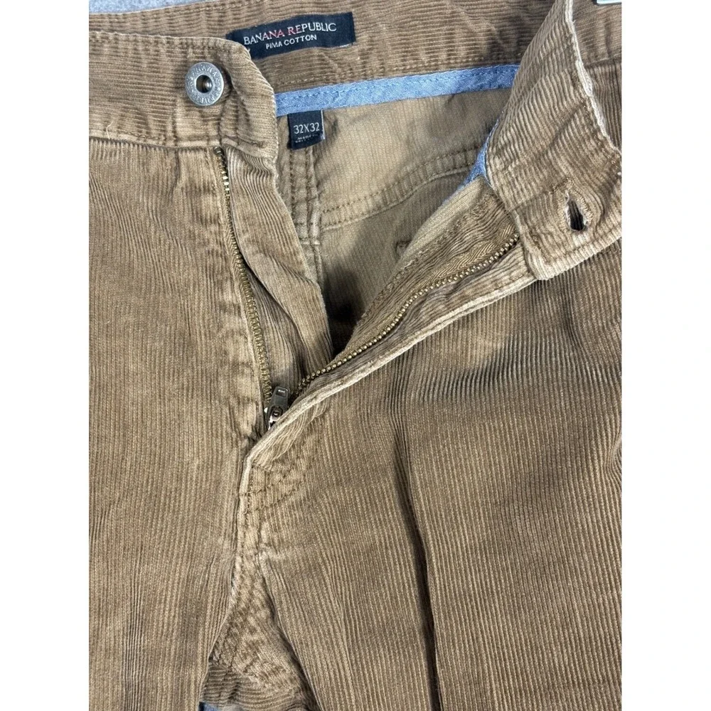 Banana Republic Mens Pima Cotton Corduroy Pants Tan Brown 32x32 Straight Leg